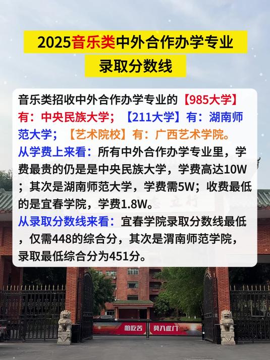 广州艺考文化课学校2025音乐类中外合作办学专业录取分数线