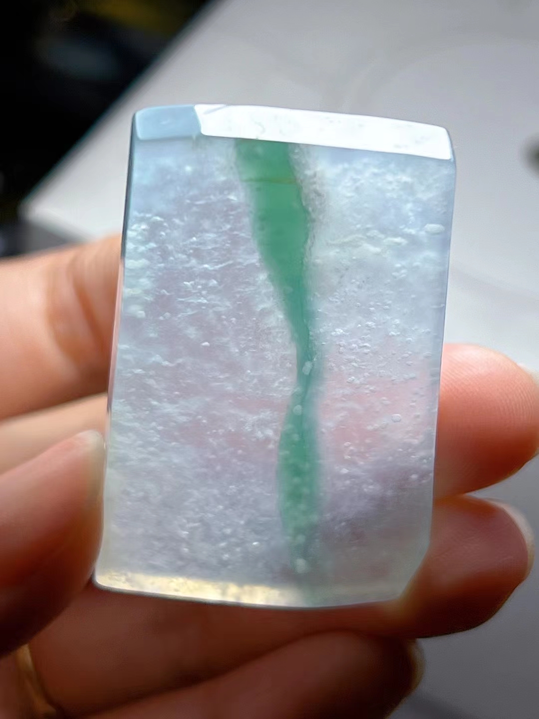 高冰雪花棉飘花翡翠牌