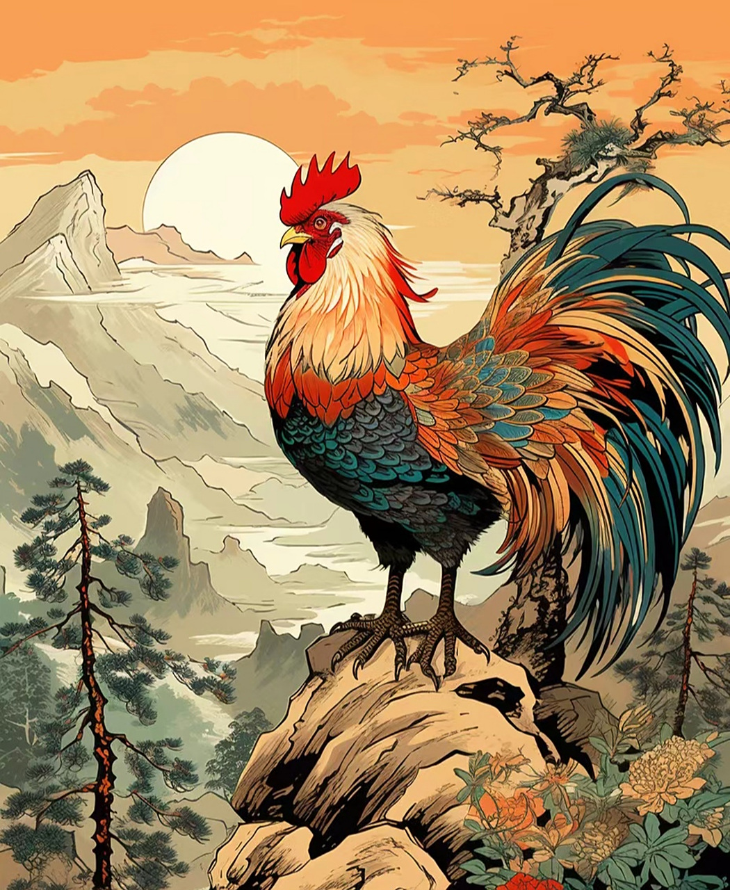 金鸡报晓   鸿运当头