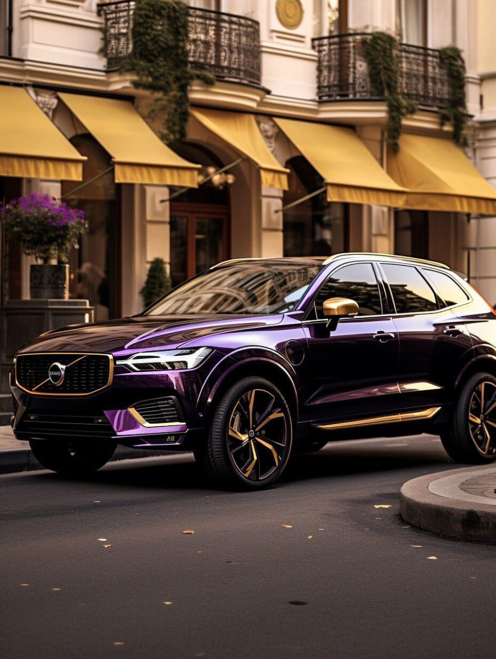 这款沃尔沃xc6o经过了轻度改装后,车身颜色采用了独特的灭霸紫色调