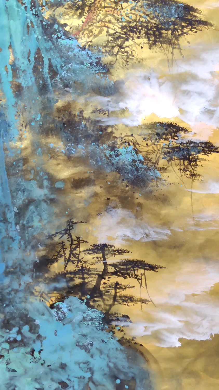 四尺整张,泥金泼彩