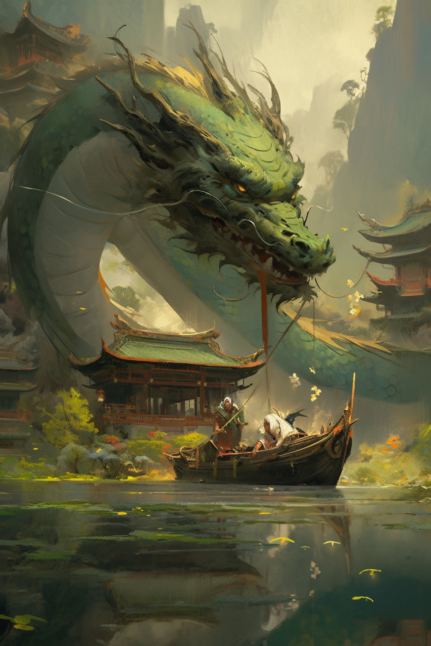 有龙有舟 人杰地灵#ai绘画# #二次元# #场景