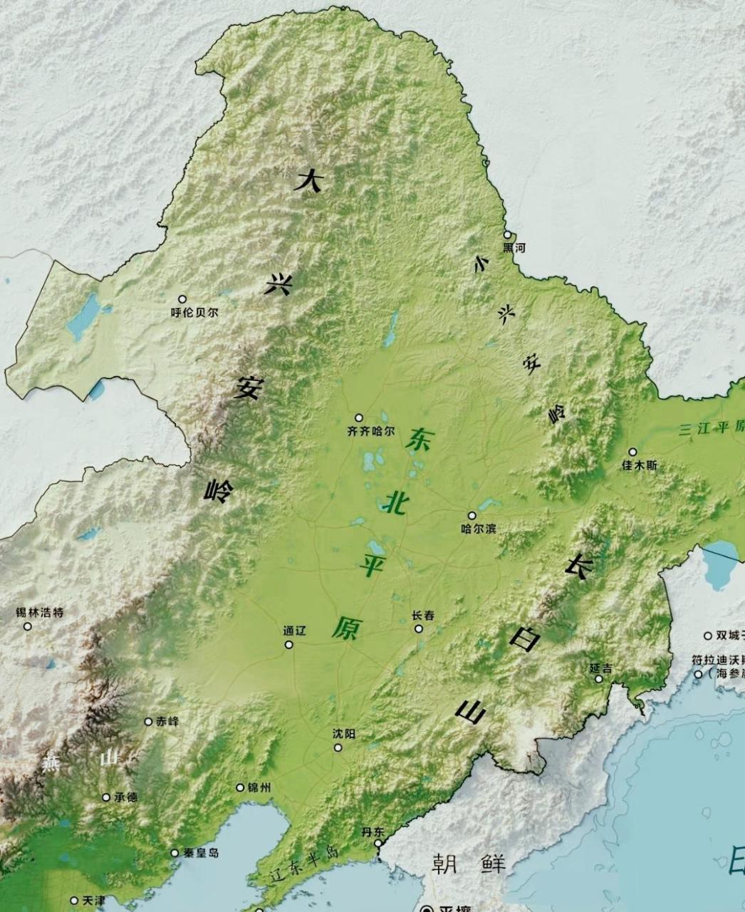 东北三省河流地形图图片