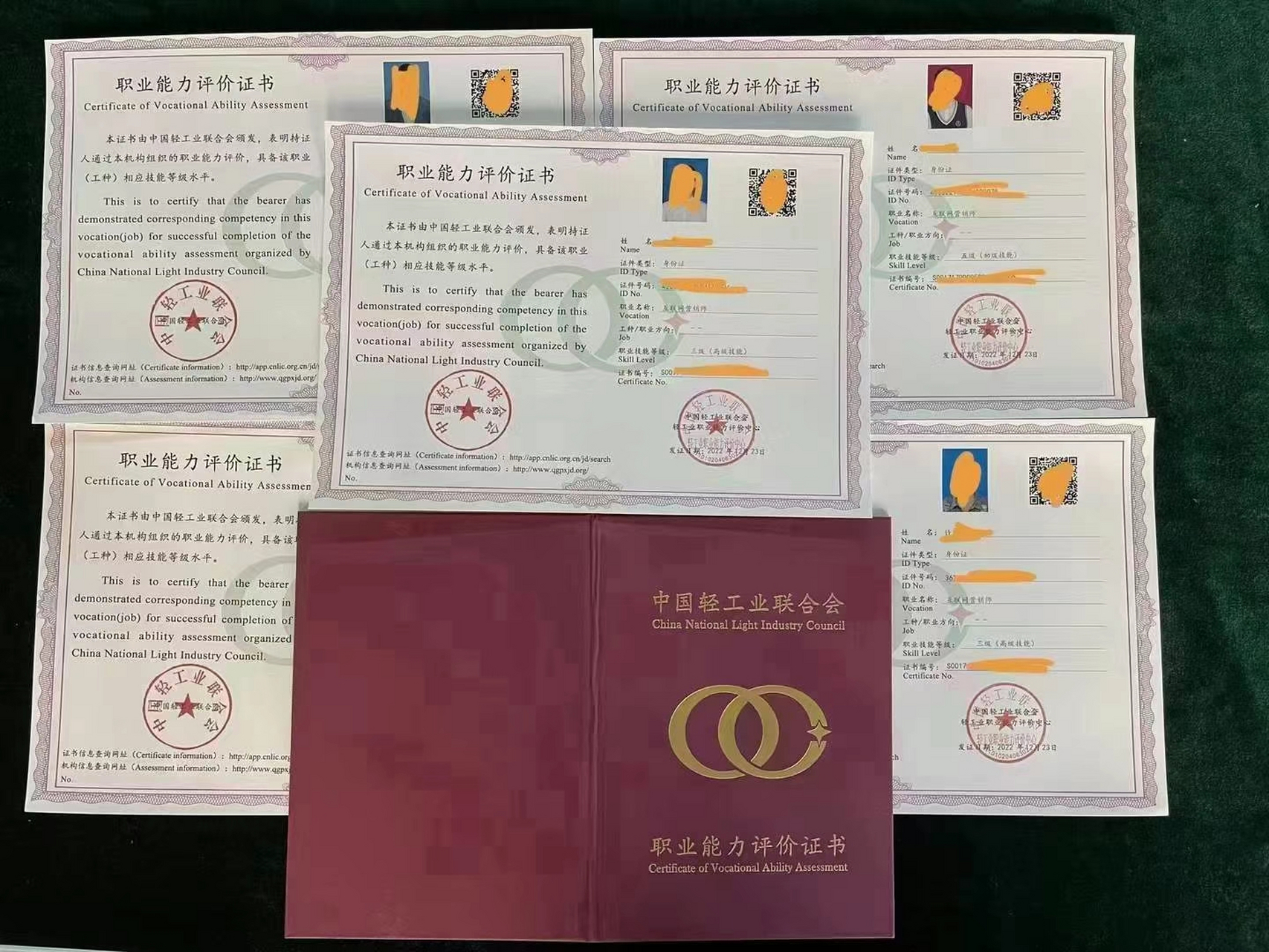 中国轻工业联合会(原轻工业部) 轻工业职业能力评价中心: 1.