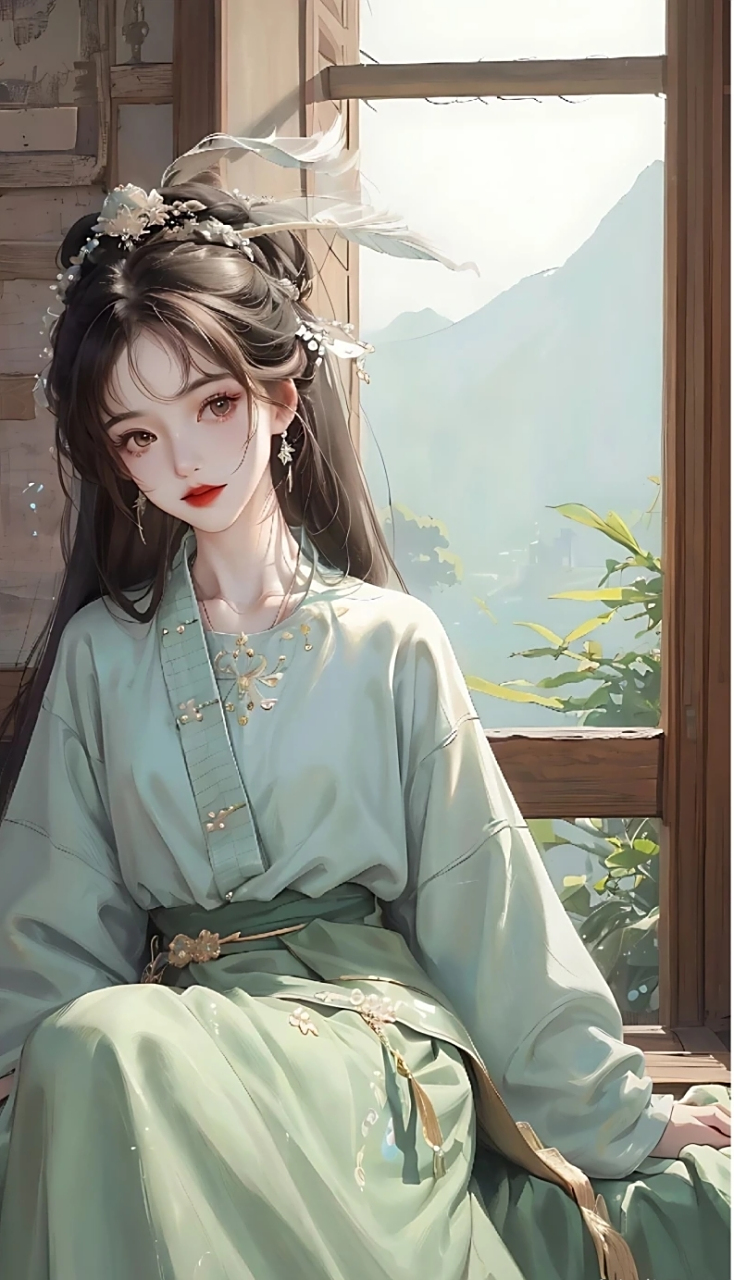 分享一波古风绿衣少女,温婉又大气