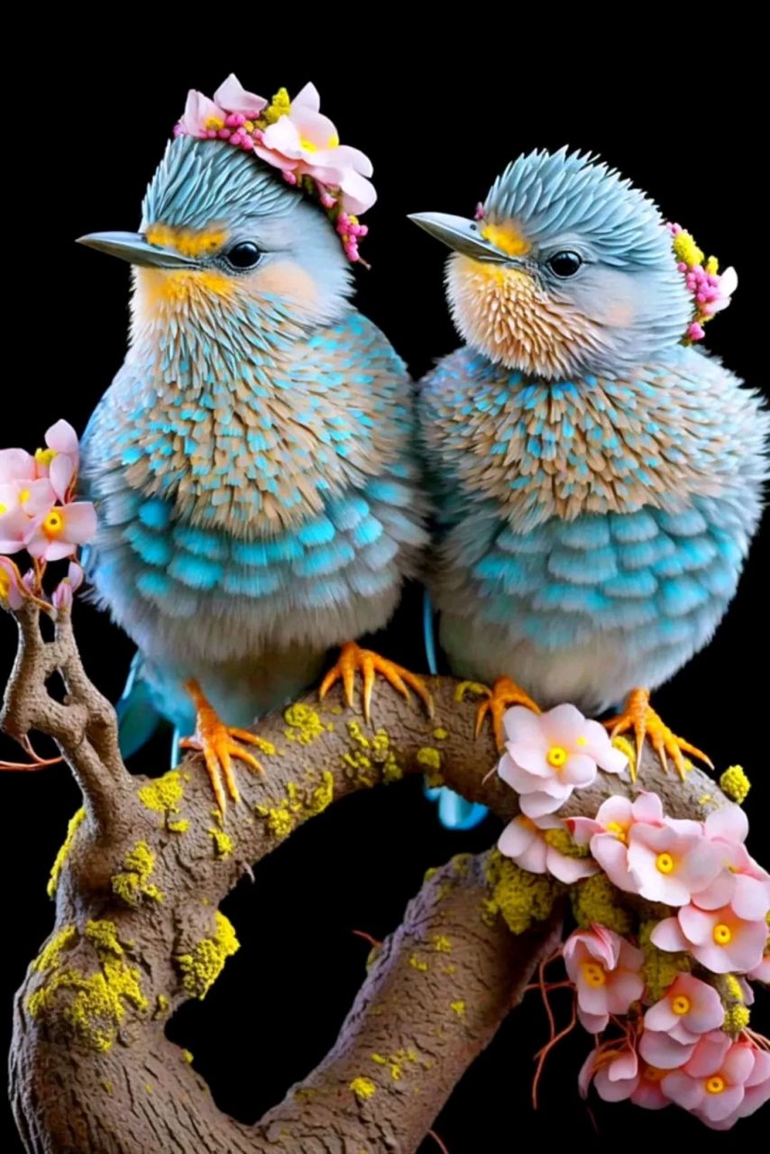 在美丽的天空中,两只小鸟相遇了,它们互相吸引,很快建立了深厚的友谊