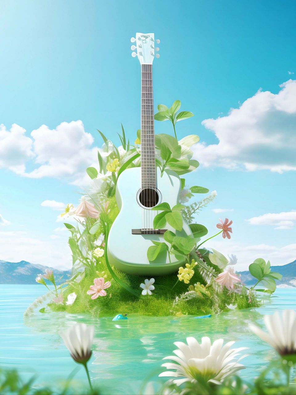 美图:花朵与吉他,颜值绝佳的吉他是你想要的吗?