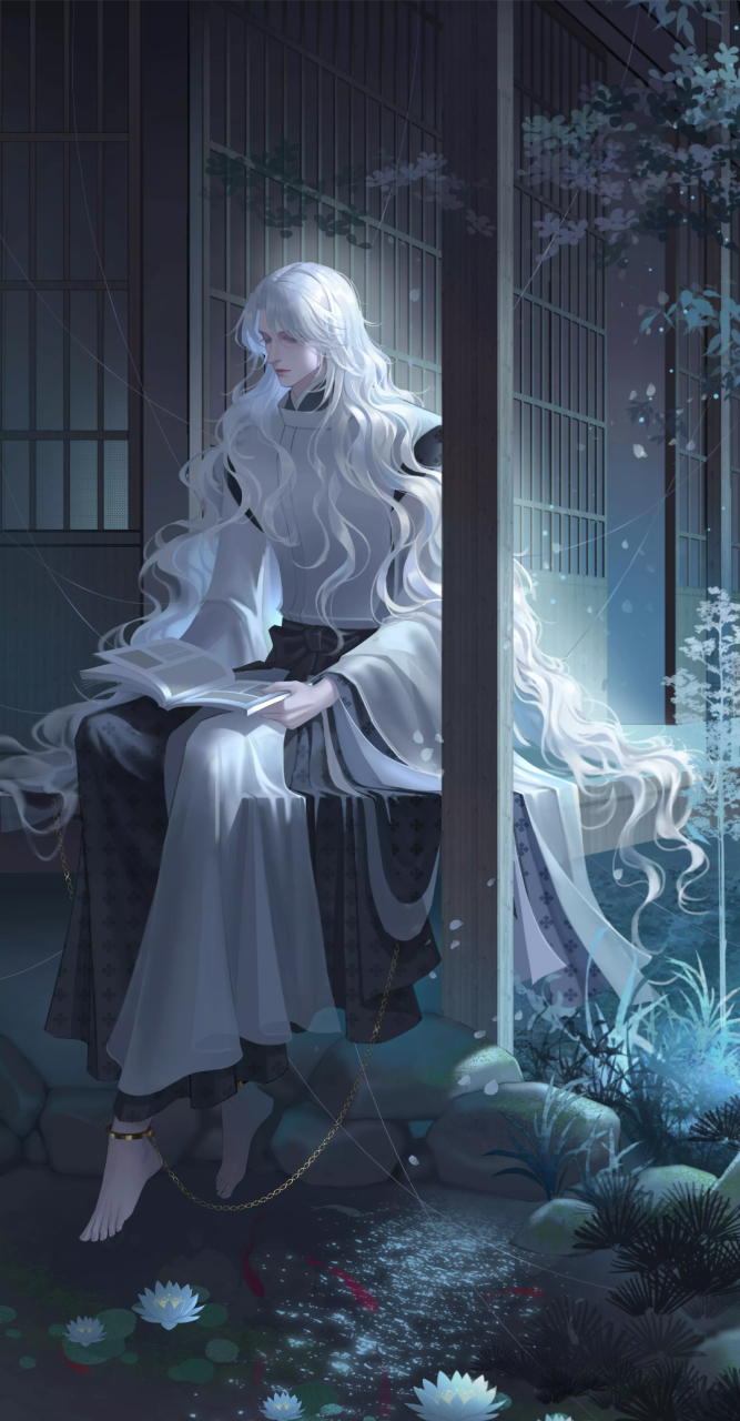 他穿着宽大的狩衣,看着大概有十八九岁,身形欣长而流畅,脚上带着金色