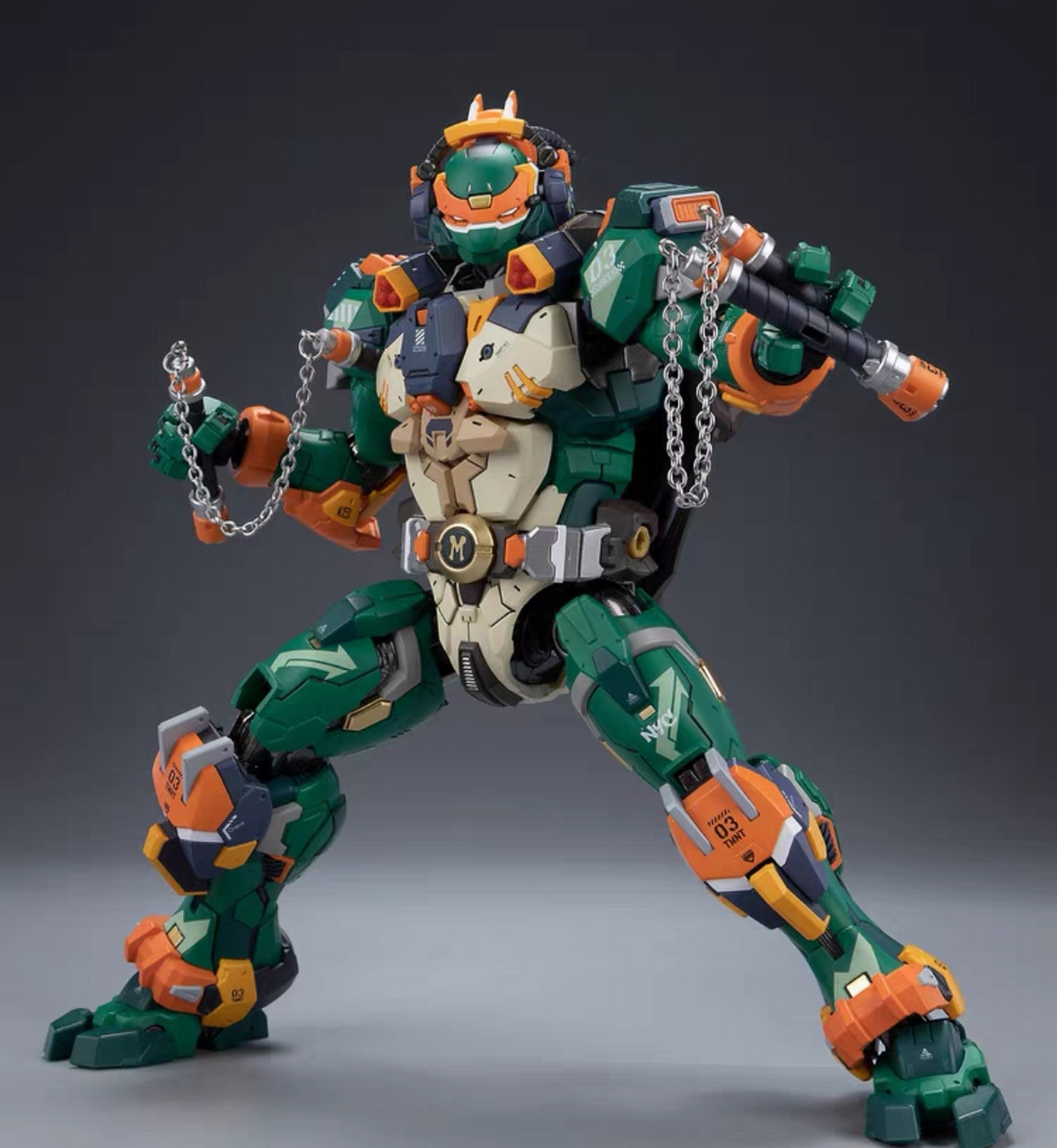 忍者神龟机甲龟 米开朗基罗 国创合金机甲hb0014国模可动#手办# #玩具