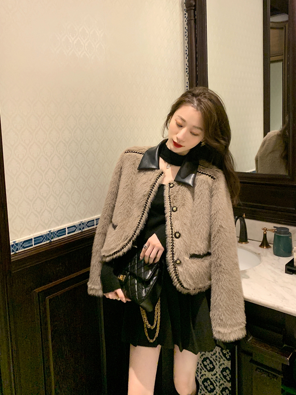 短款毛茸茸外套 宽松复古气质百搭毛毛上衣」 #双十一时尚好物买买买