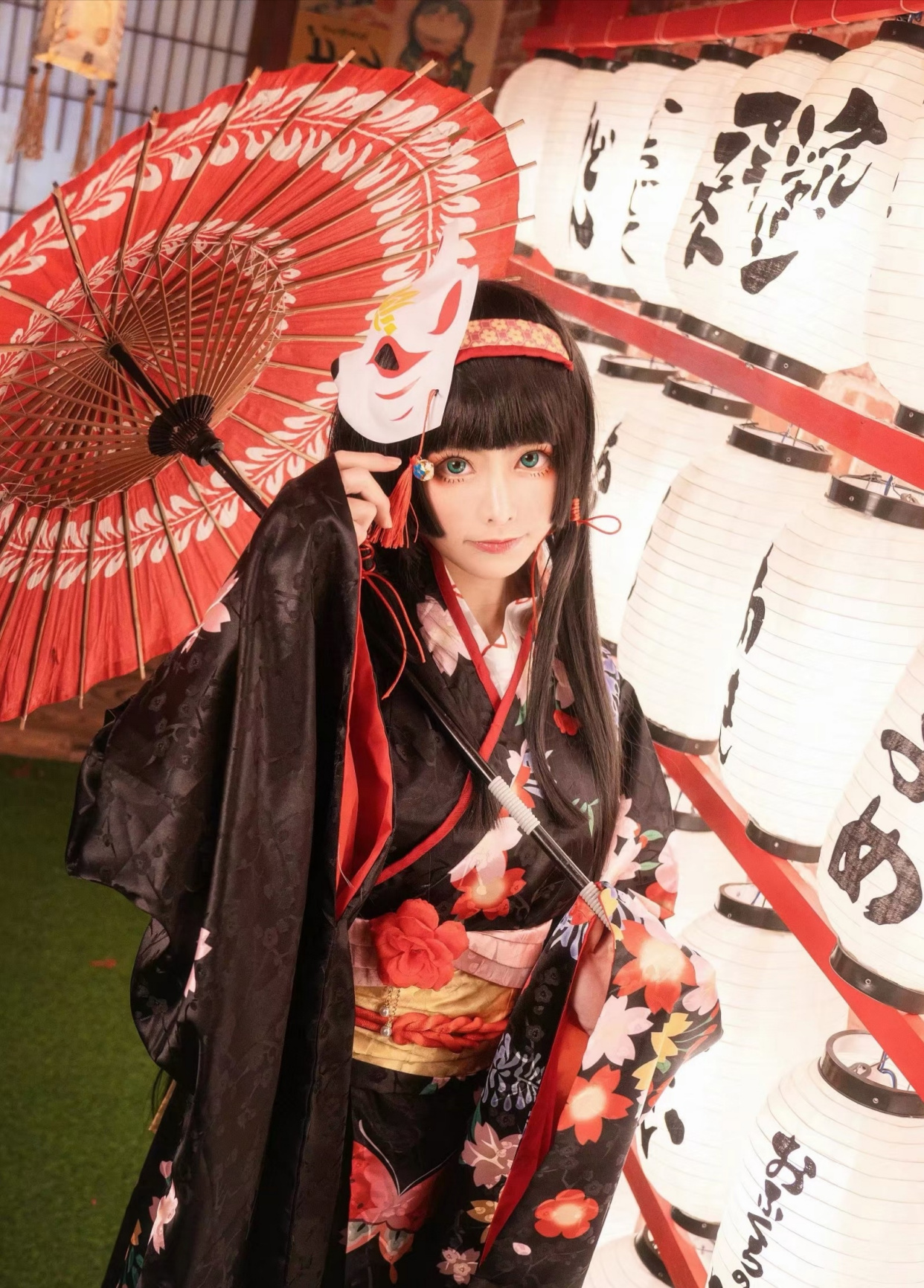 cosplay:「美少女万华镜」莲华和服,确实是标准的黑长直美少女