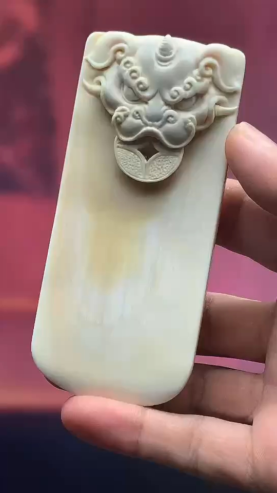 貔貅茶则1999万年猛犸象牙雕刻,雅致脱俗赏玩精品,料子细润,幅度好