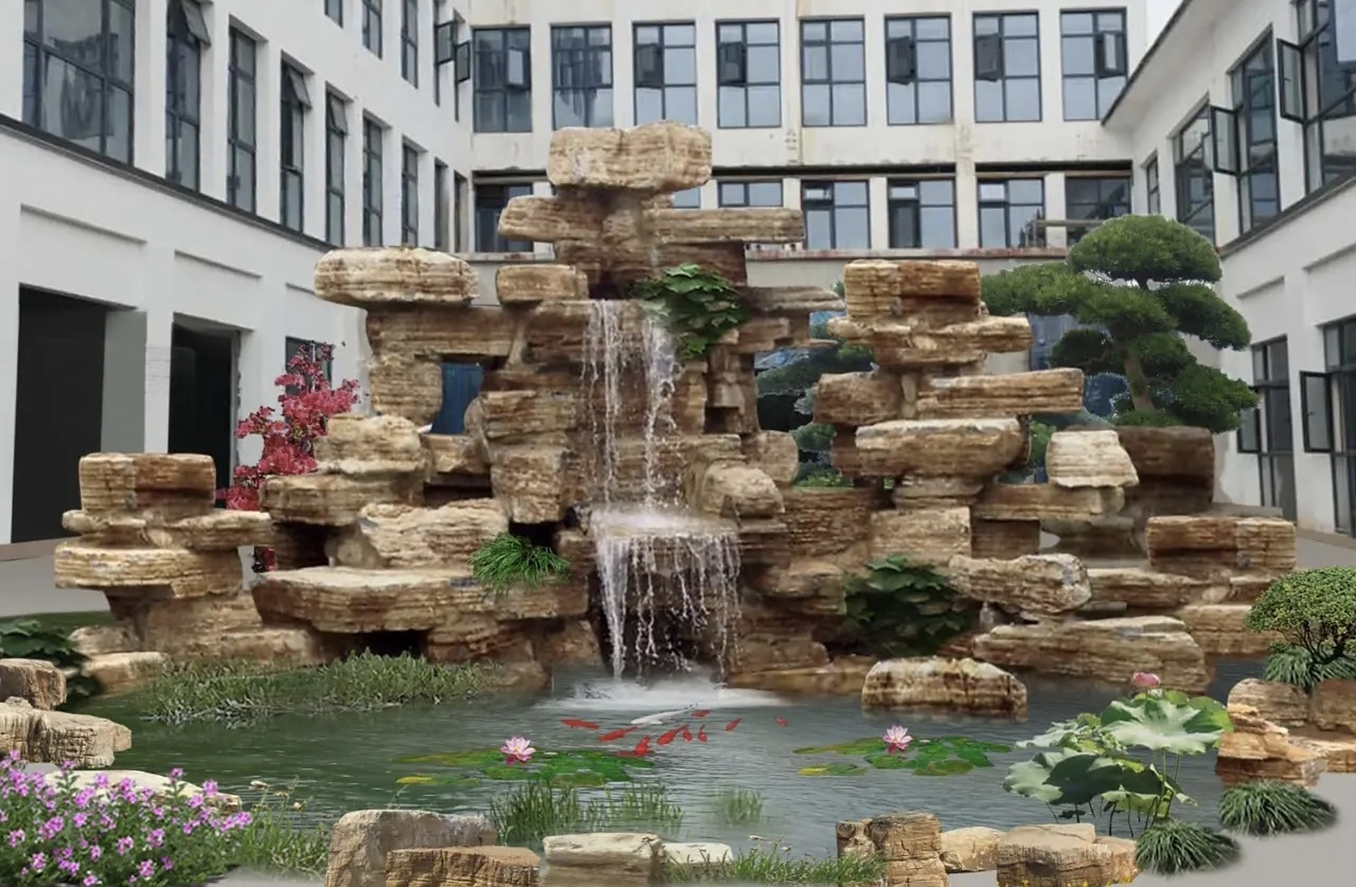 庭院假山# #假山厂家# 专注水泥假山千层石假山庭院假山制作数十年