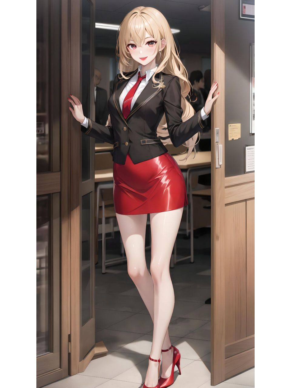 制服控动漫壁纸---二次元长腿金发小姐姐