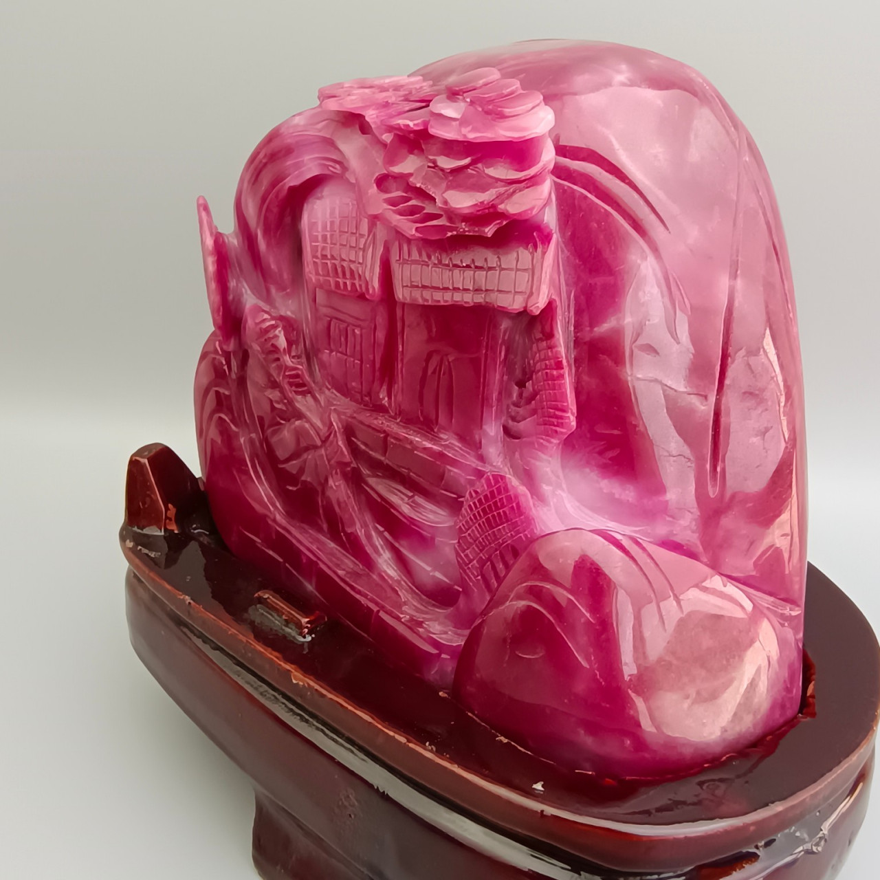 古玉老玉古董收藏的古代缅甸红翡老翡翠安居乐业山水人物摆件 手工