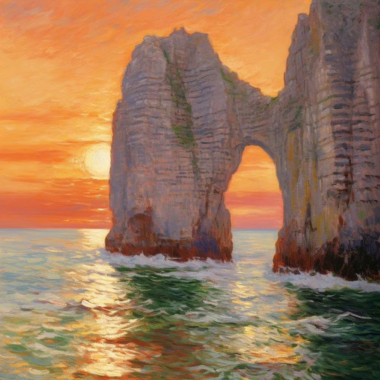 莫奈印象日出和日落,主打就是一个唯美!#绘画# #油画# #ai绘画#