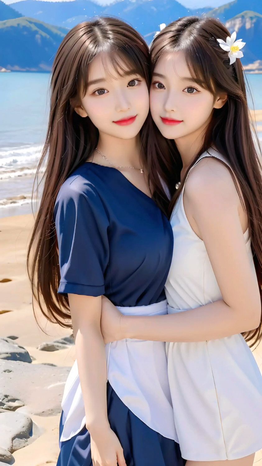 姐妹花来了ai绘画生成每日时尚穿搭分享高清美女壁纸