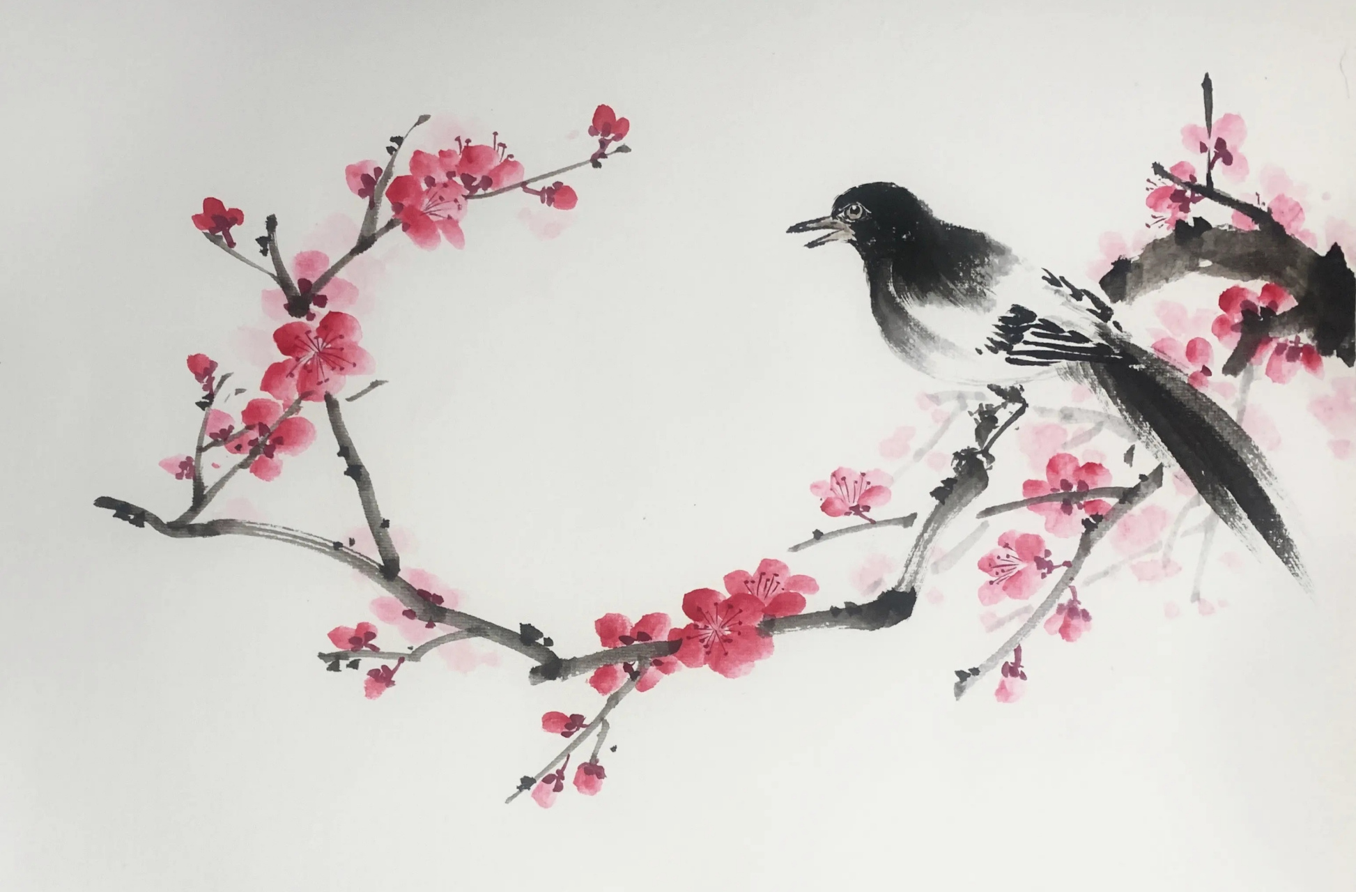 【国画梅花素材作品练习】#艺术