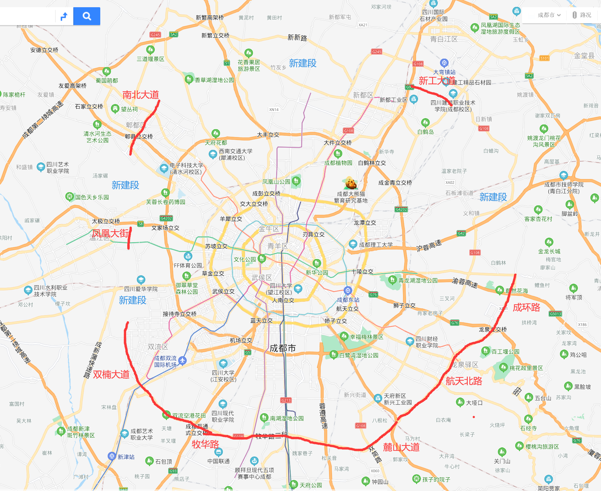 成都环路地图图片