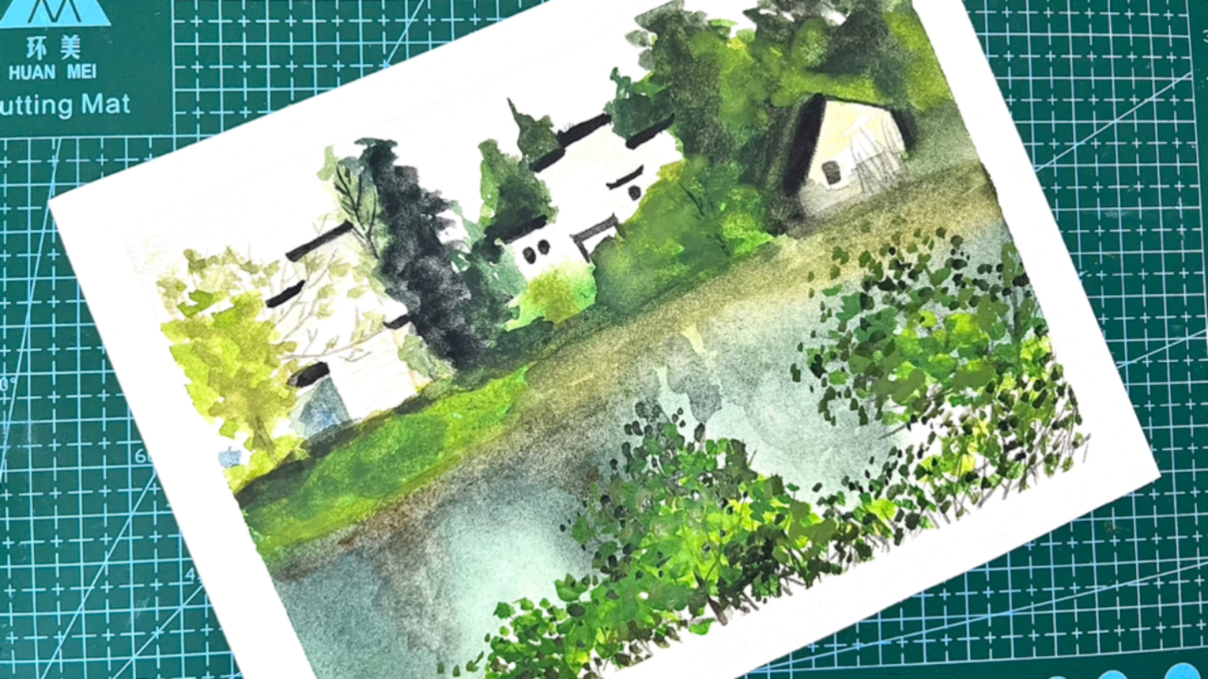 简单水彩风景画|春日
