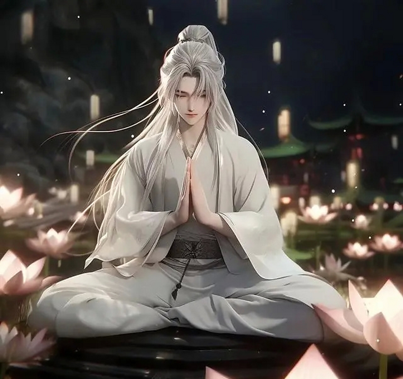 古风佛系莲花台祈福男生头像 ,莲花台上仙人坐,祈福挡灾世人安.