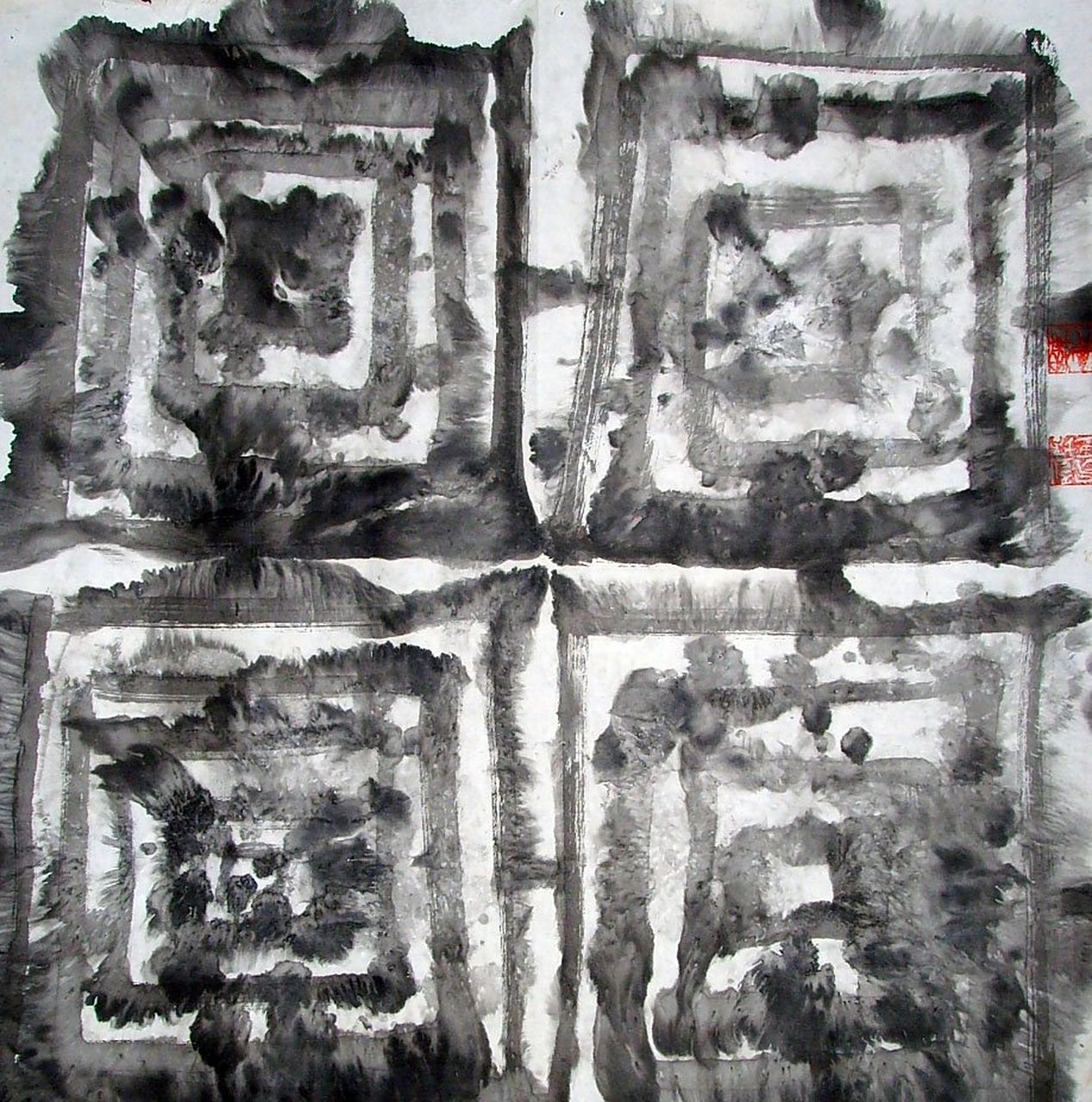 每日书画欣赏 刘培宏现代水墨画构成