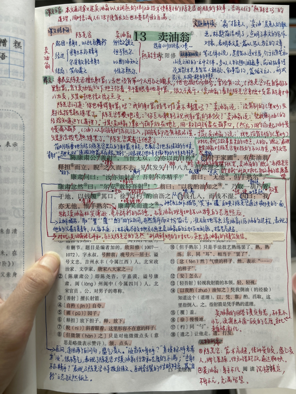 上课认不认真,课本都知道!七下《卖油翁》课堂笔记.