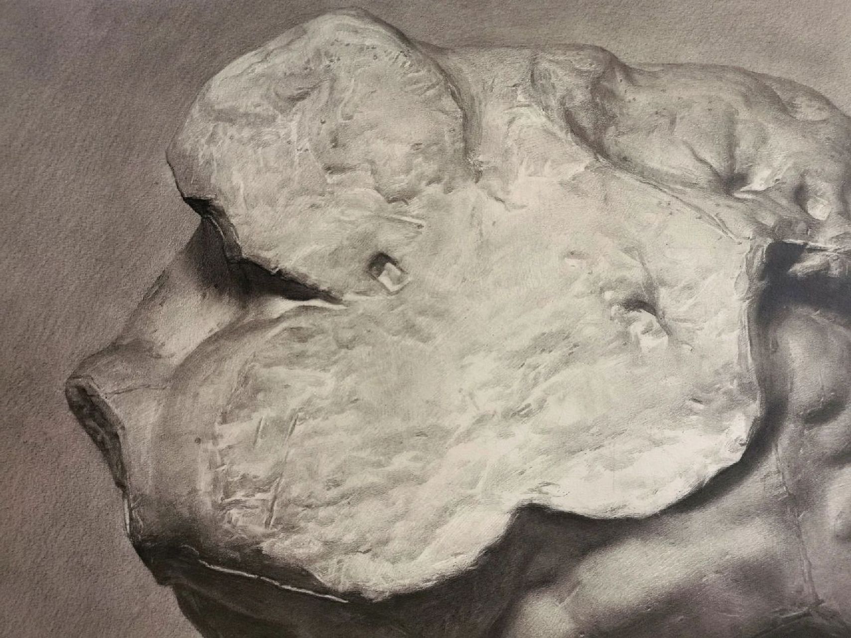 贝维德雷躯干石膏素描,作者用60小时不到时间,全开纸张,铅笔画的.