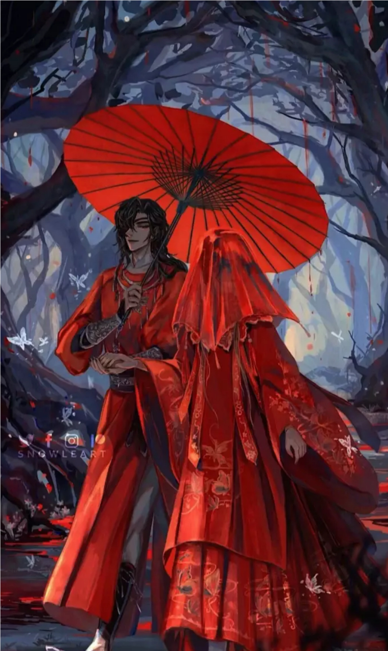 多年前,太子殿下为幼年花城送伞,多年后,血雨探花为太子撑伞#花城谢怜