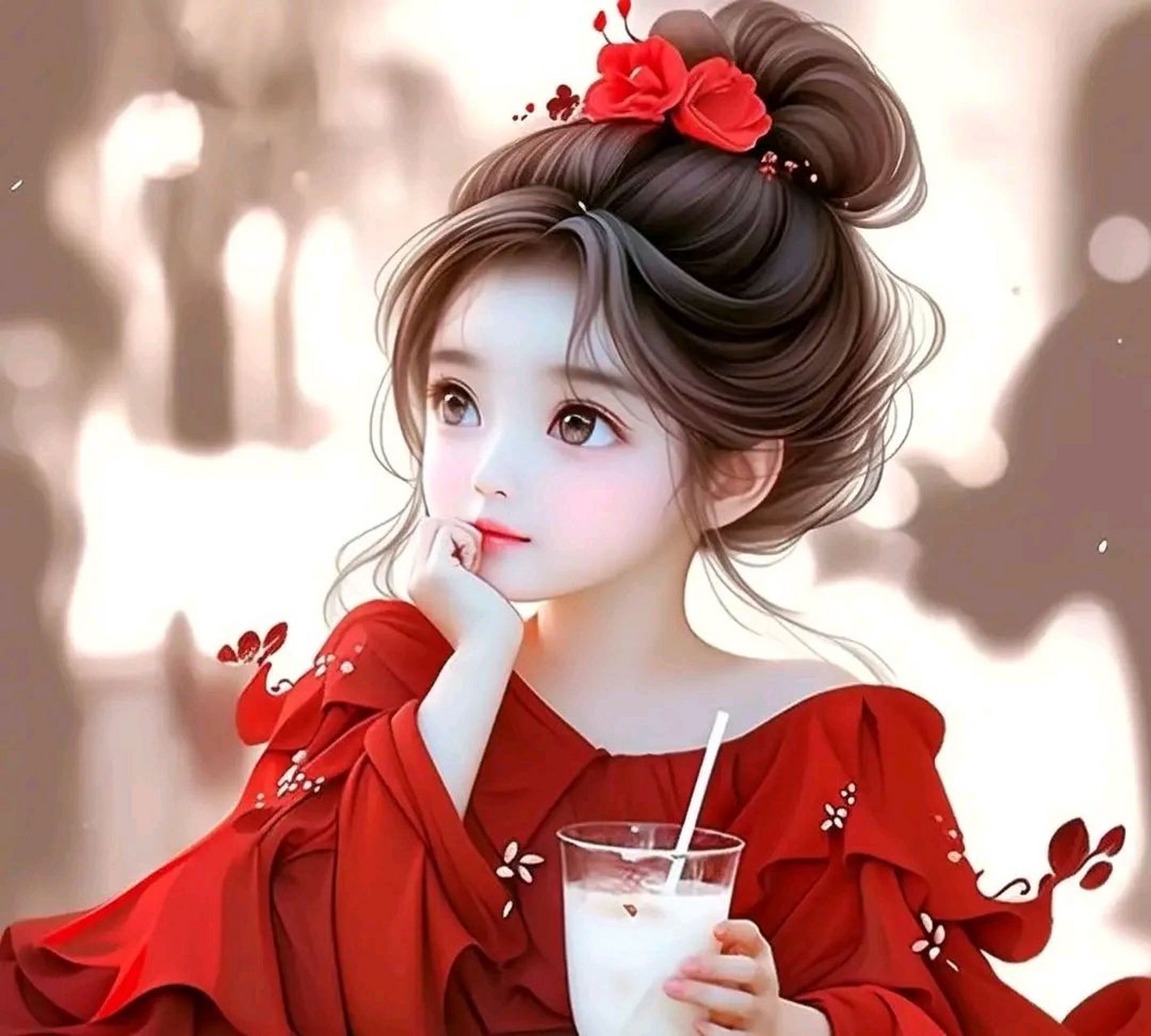 红衣女生头像～花季的少女,在阳光下灿烂微笑