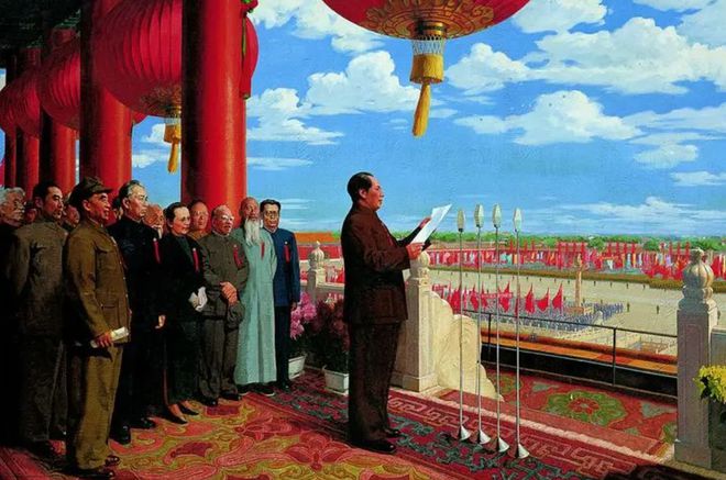 中华人民共和国的成立标志着中国从此走上了新时代的舞台,在世界历史