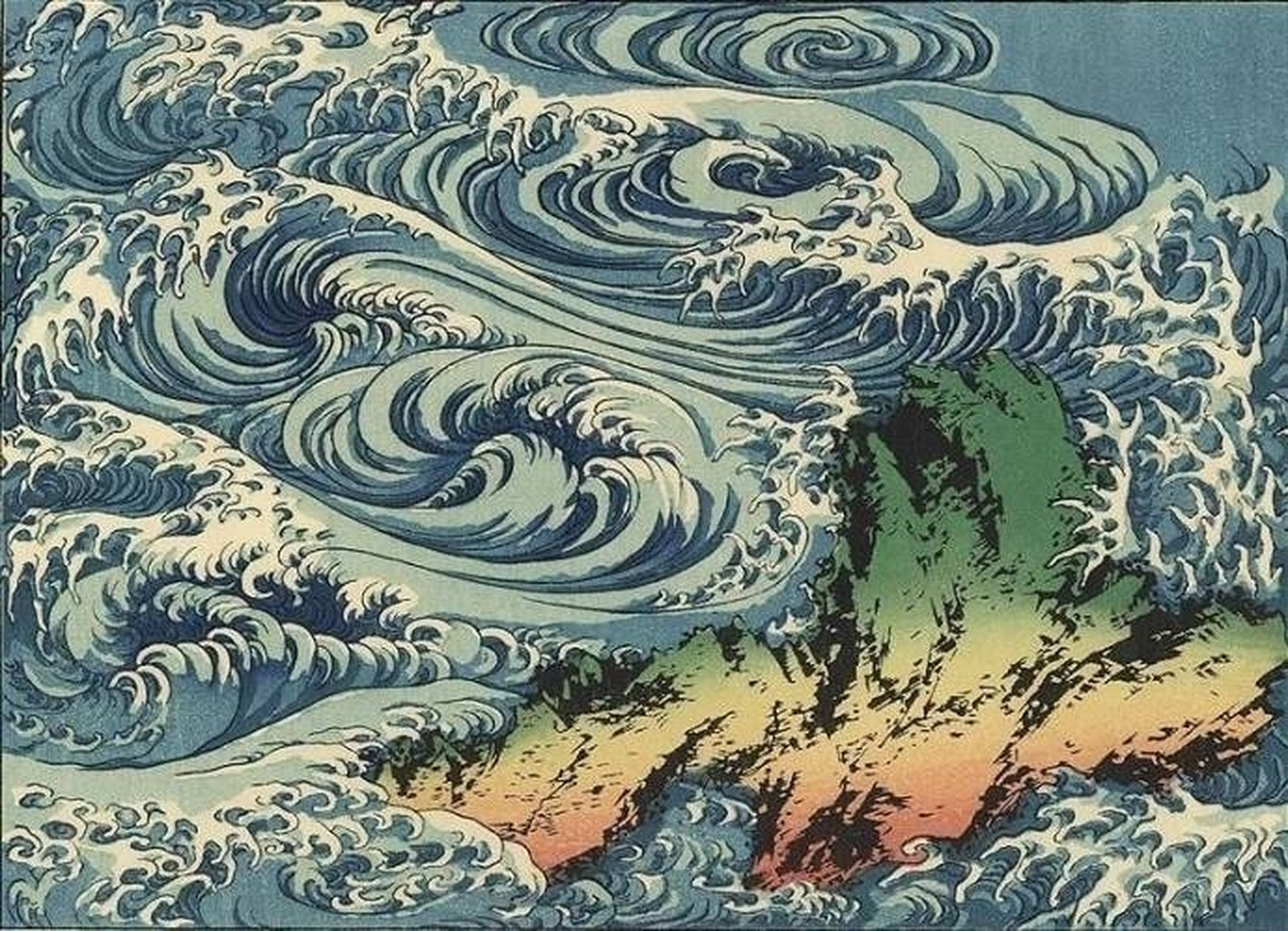 海浪的国画表现图片