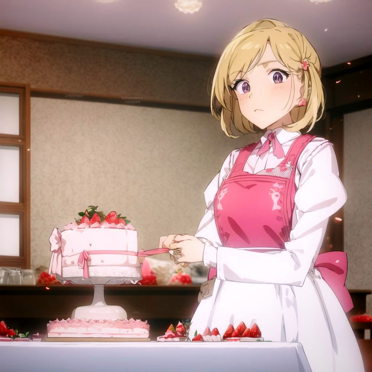 ai生成的甜美类型蛋糕师,有点柯南风.#ai共创计划