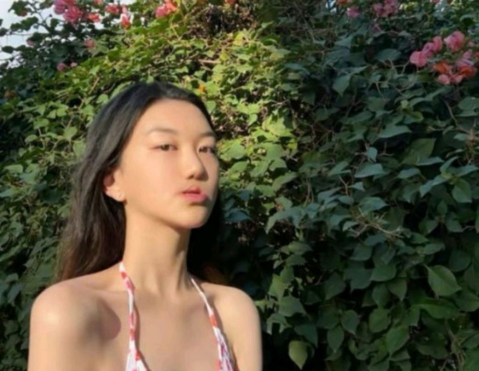 【王菲女儿晒游泳照 图片看出李嫣穿着泳衣拍照,凹出造型 身材十分