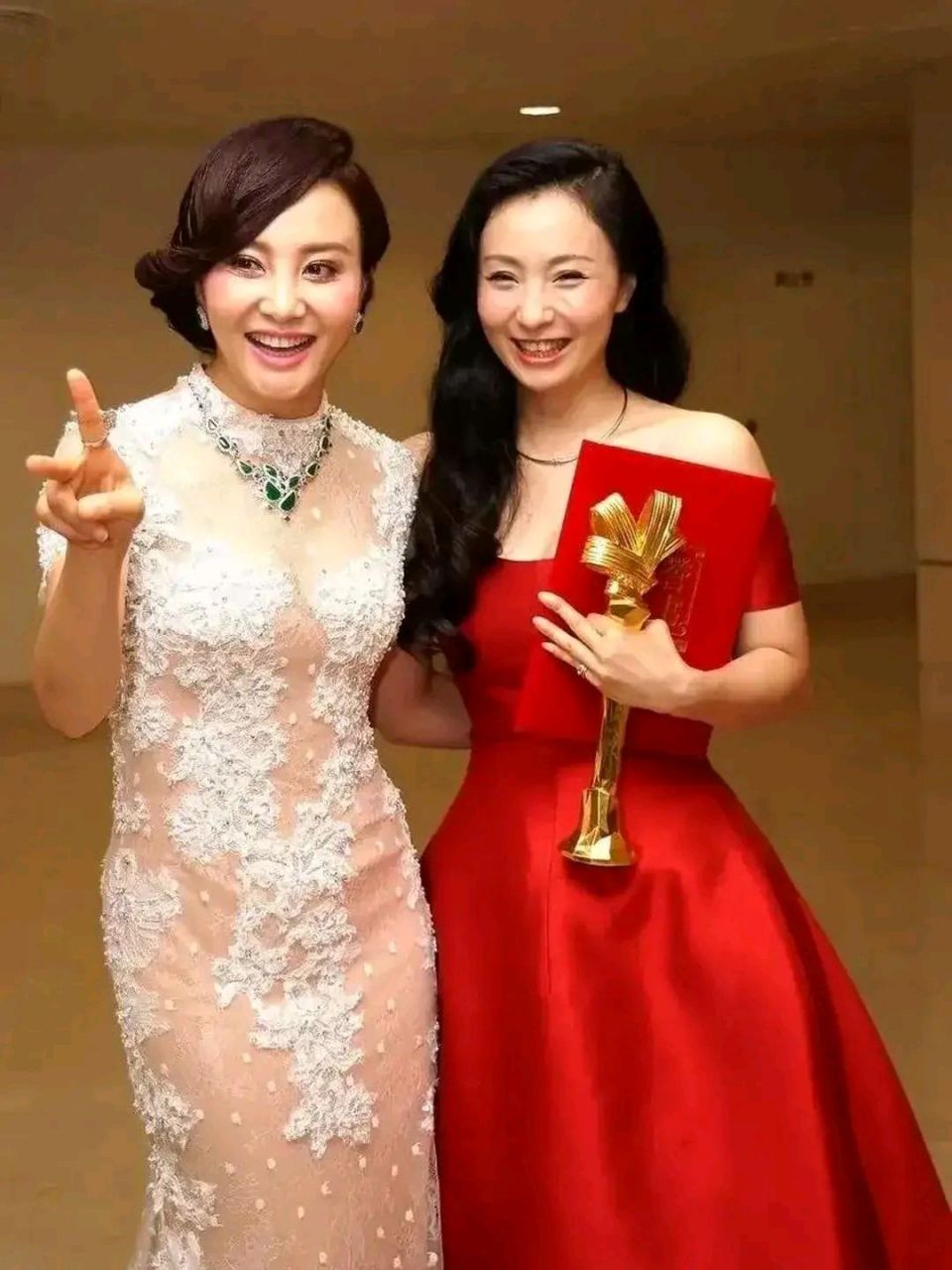 电视明星大陶红和小陶虹罕见的合影留念,大陶红端庄大气,小陶红妩媚