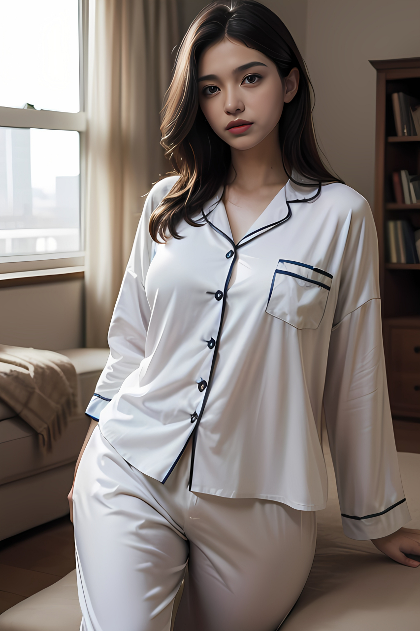 睡衣冰丝薄款夏季两件套#养眼美女