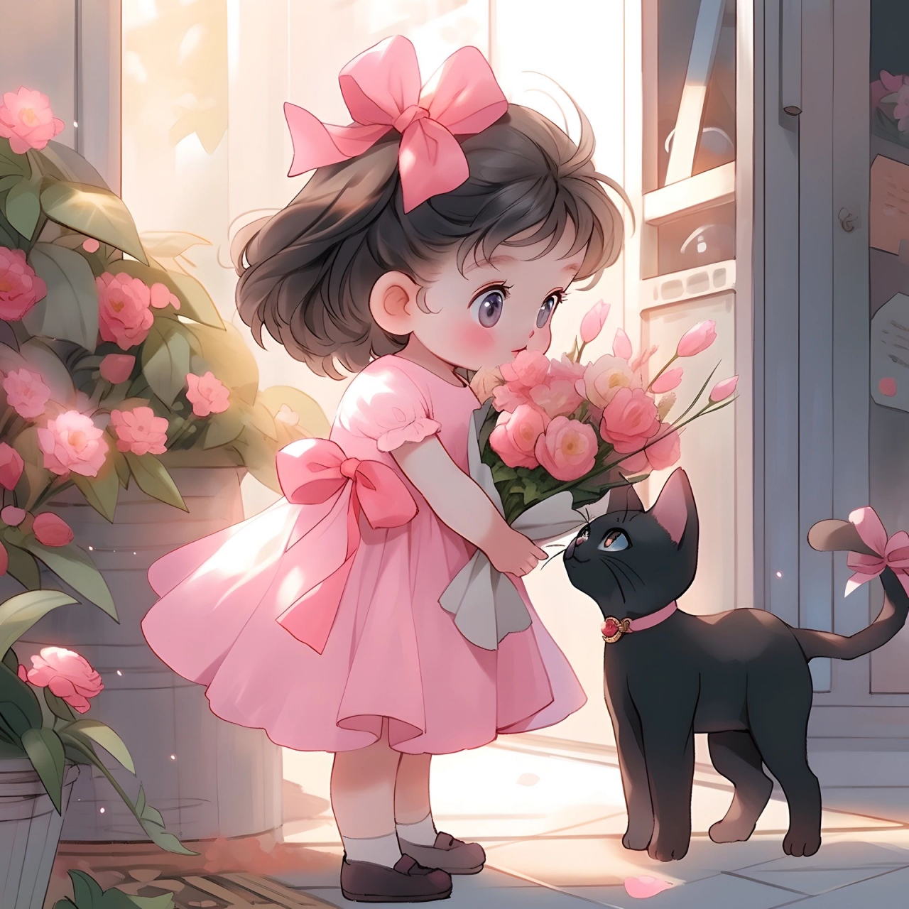 捧花的可爱小女孩[心]#ai共创计划# #头像# #治愈