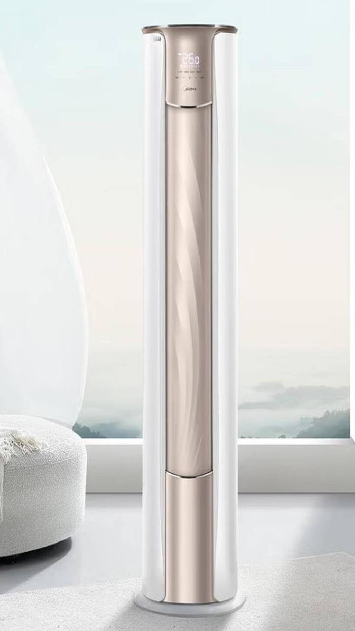 美的锐静空调柜机,新一级能效全直流变频,2匹适用23-32平客厅~-度小视