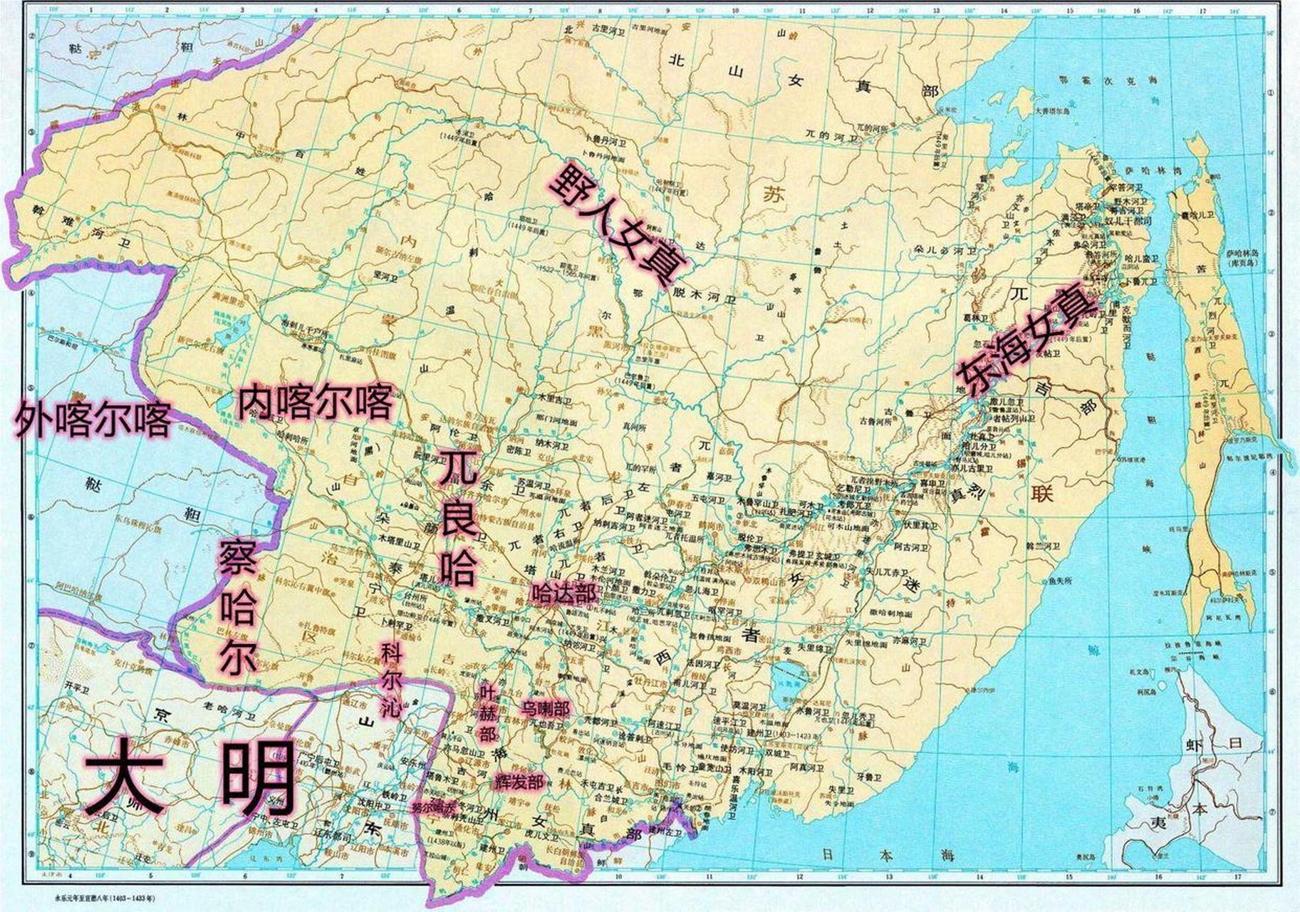 明朝前期的辽东局势图