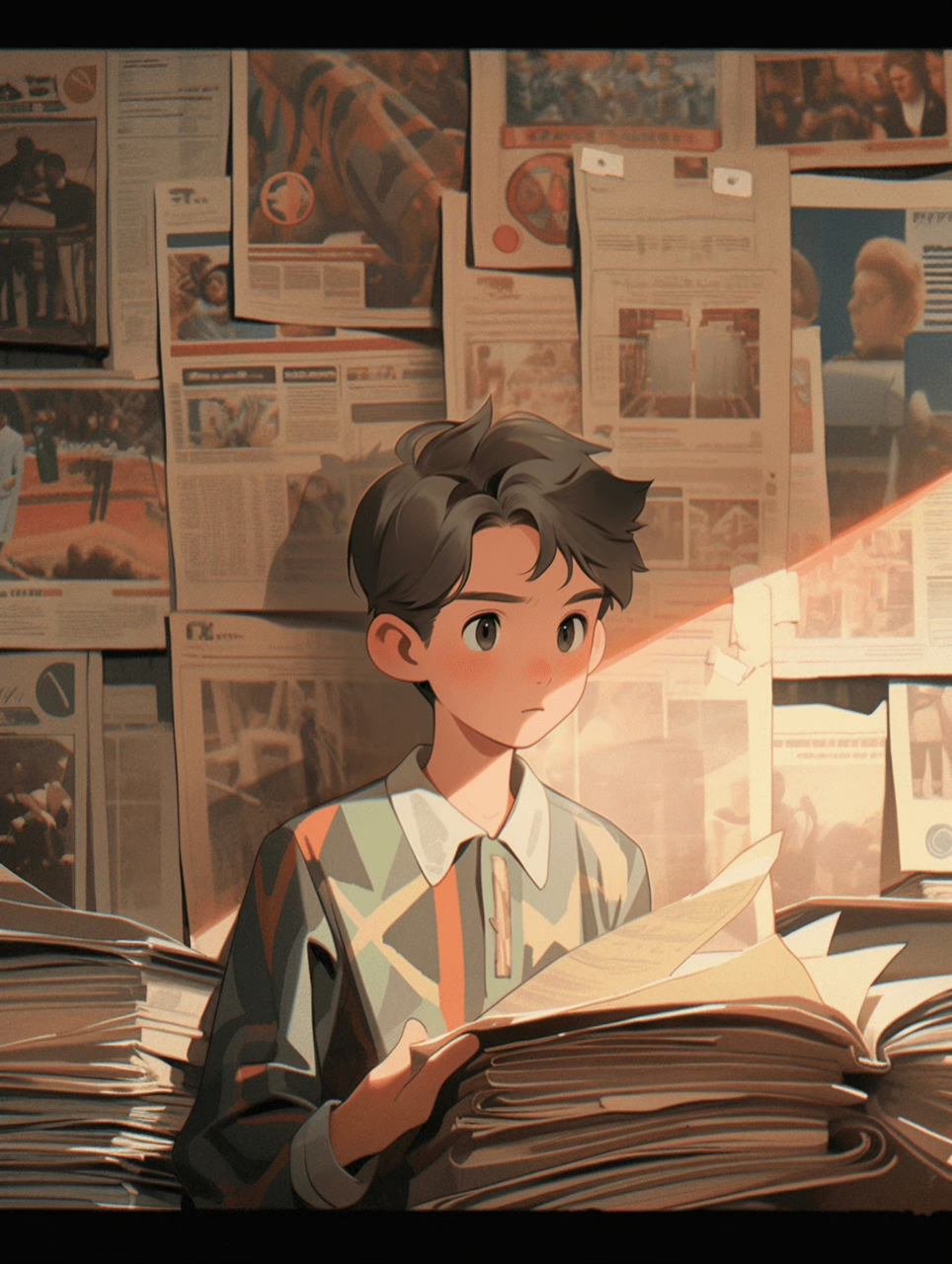 复古男生看报纸头像,赞!#ai共创计划# #头像