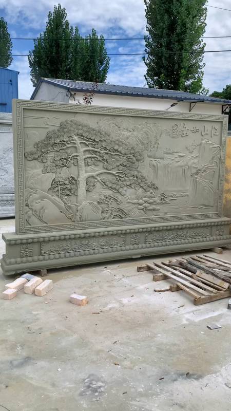 天然石材雕刻而成,石雕影壁墙,石材影壁墙浮雕,大理石照壁墙浮雕-度小
