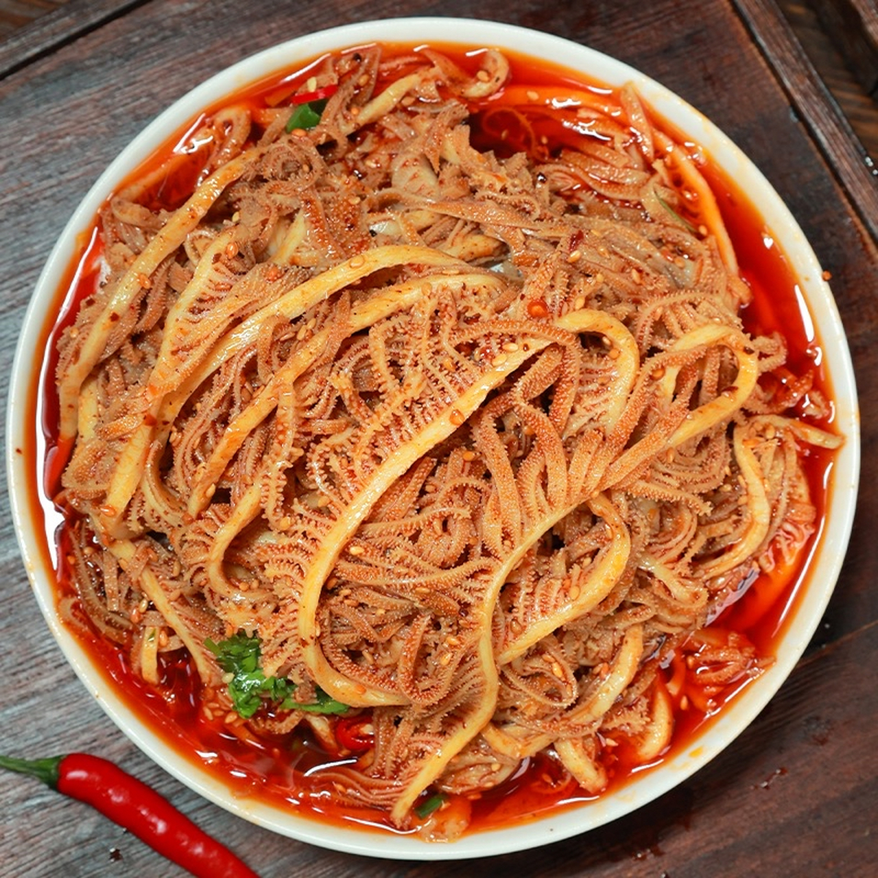 97麻辣凉拌毛肚,肖三婆冷吃千层肚红油麻辣味,真是让人垂涎三尺!