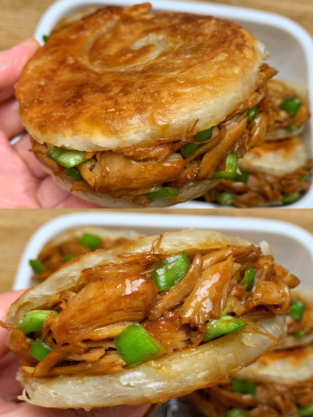 好吃到停不下来的手抓饼鸡腿肉夹膜