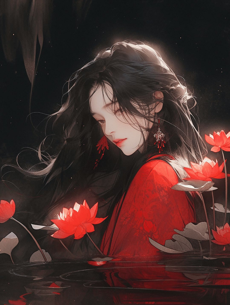 古风美女:一带红裙随风散,世间绝色尽妩媚.#头像# #微信头像