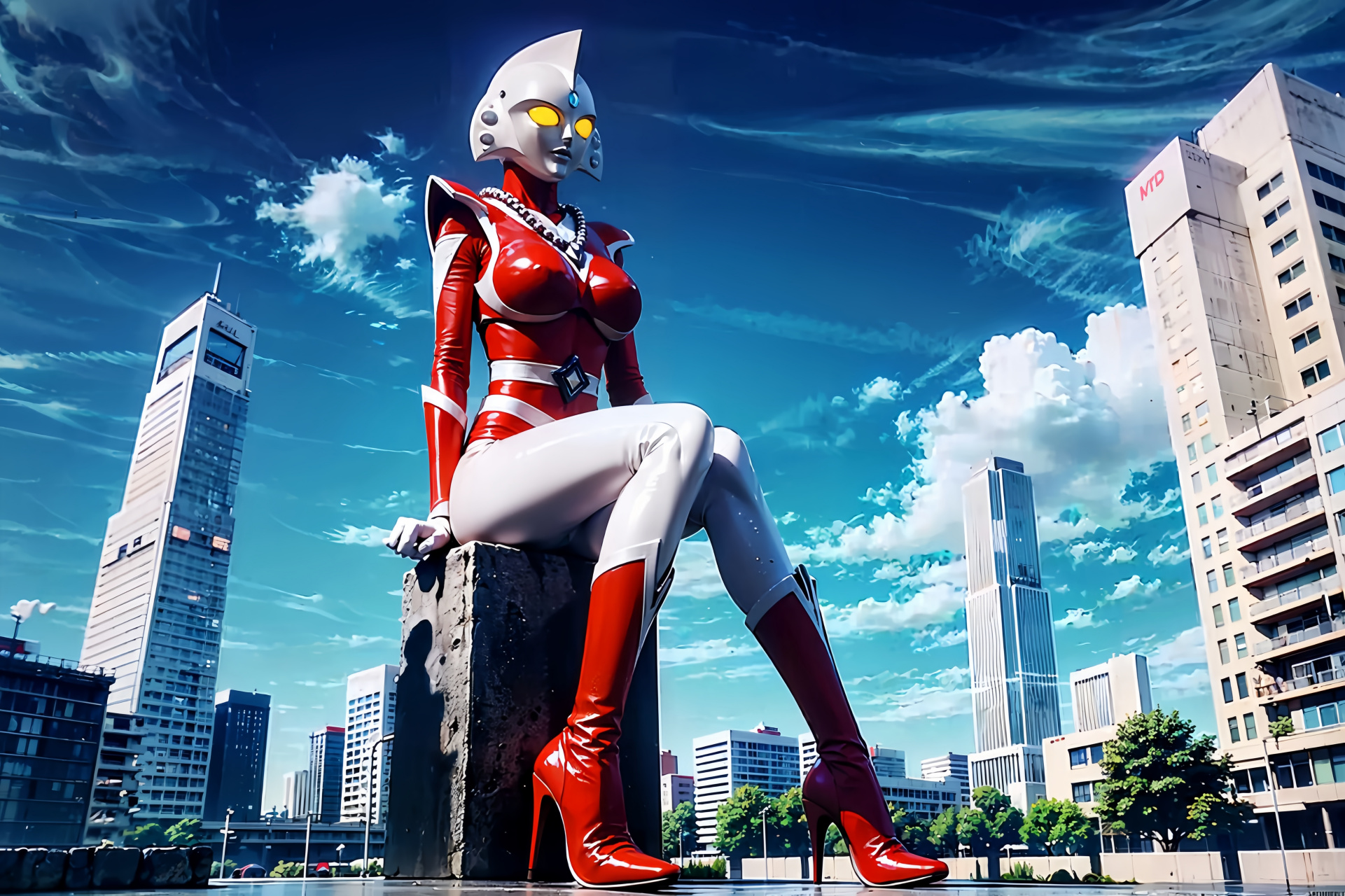 看来今天怪兽是不会来的了～  #ai绘画# #动漫# #奥特曼