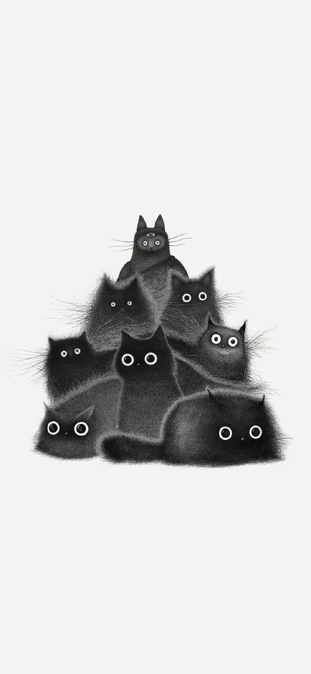 黑色猫咪插画壁纸