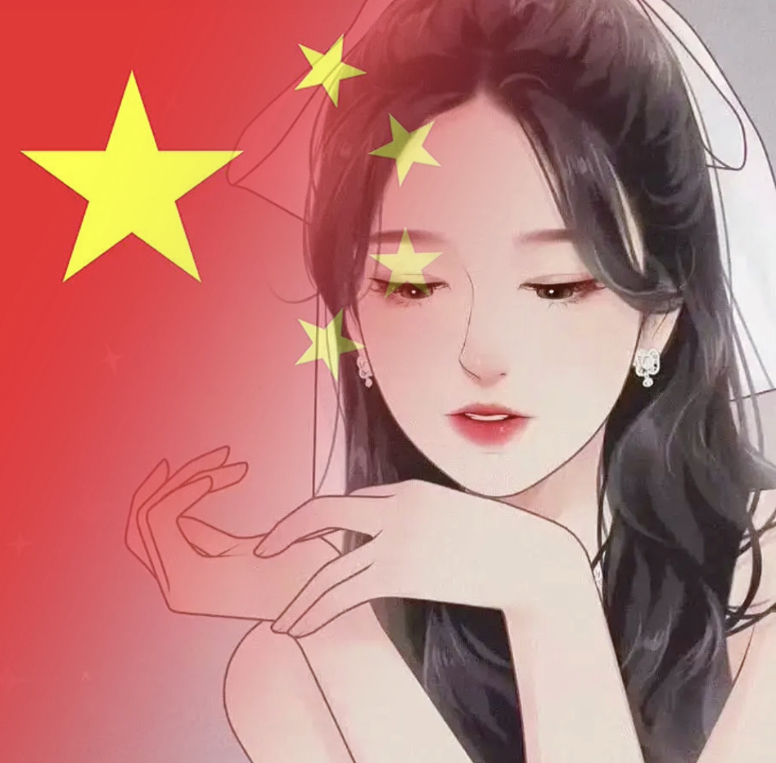 五星红旗头像迎风飘扬