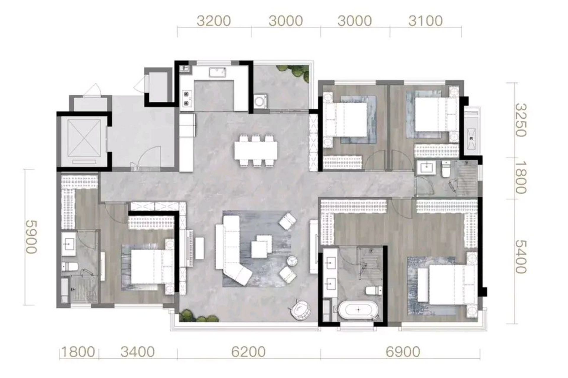 确实让一般人感到叹为观止,特别主卧室的设计,竟然配置了两个敞开式的