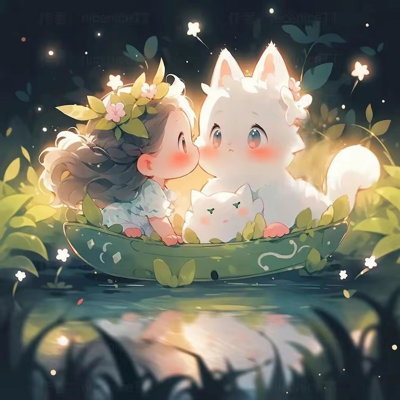 可爱治愈头像:小公主和猫咪,陪伴是最长情的好白#乐享周末分享吧