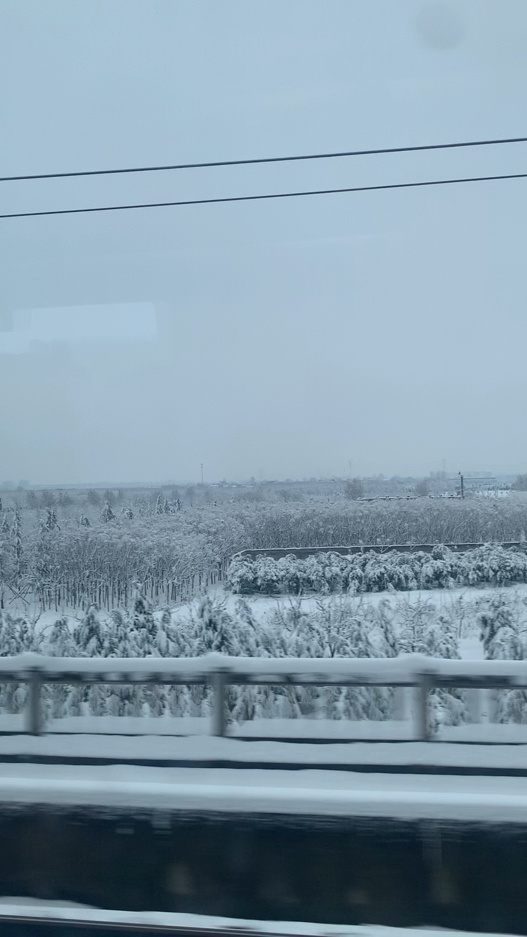 第一次高铁上看雪景